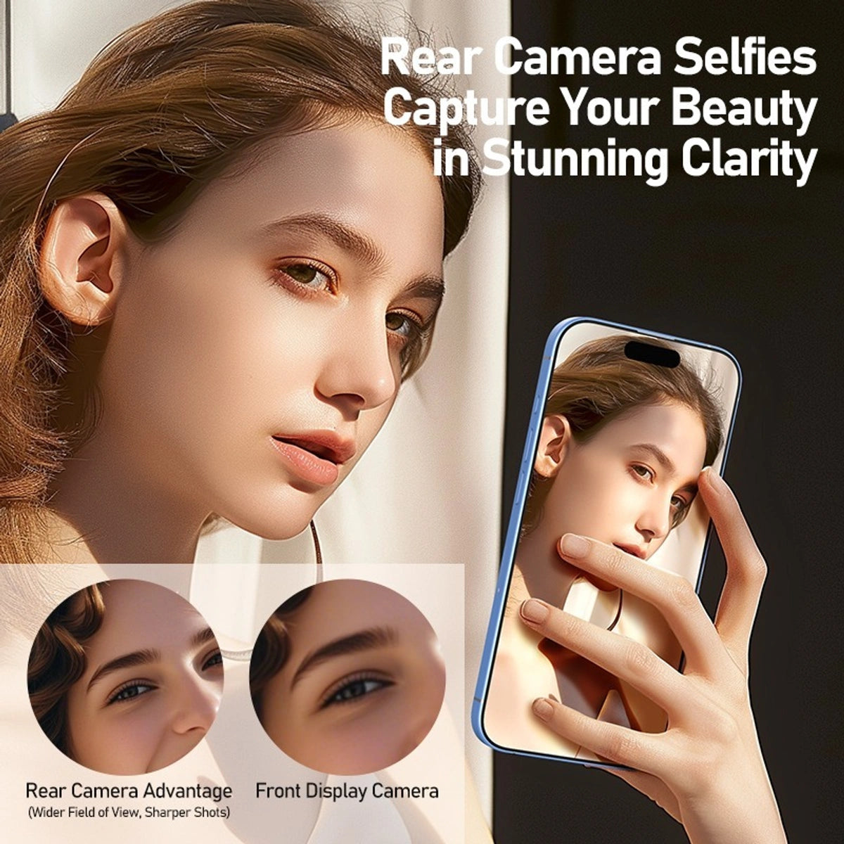 Wireless Magnetic Selfie Screen For Mobile Phone Mirroring Display For Vlogging