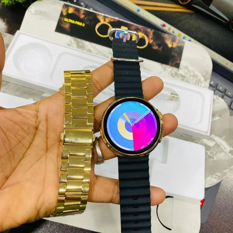Ultra pr0 2 smart watch gold colour titanium body