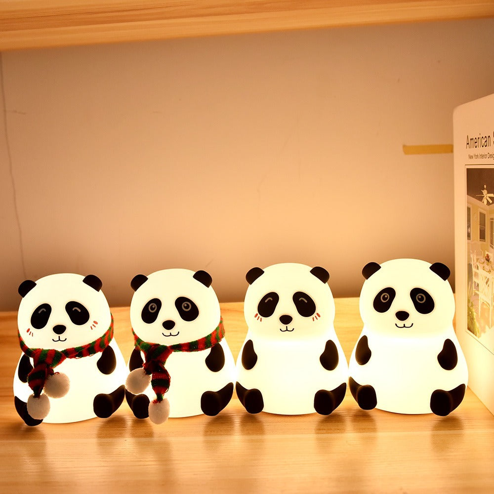 Baby Bedroom Lamps Cartoon Panda Night Light Soft Silicone Cute Children Sleep Light Kids Night Light