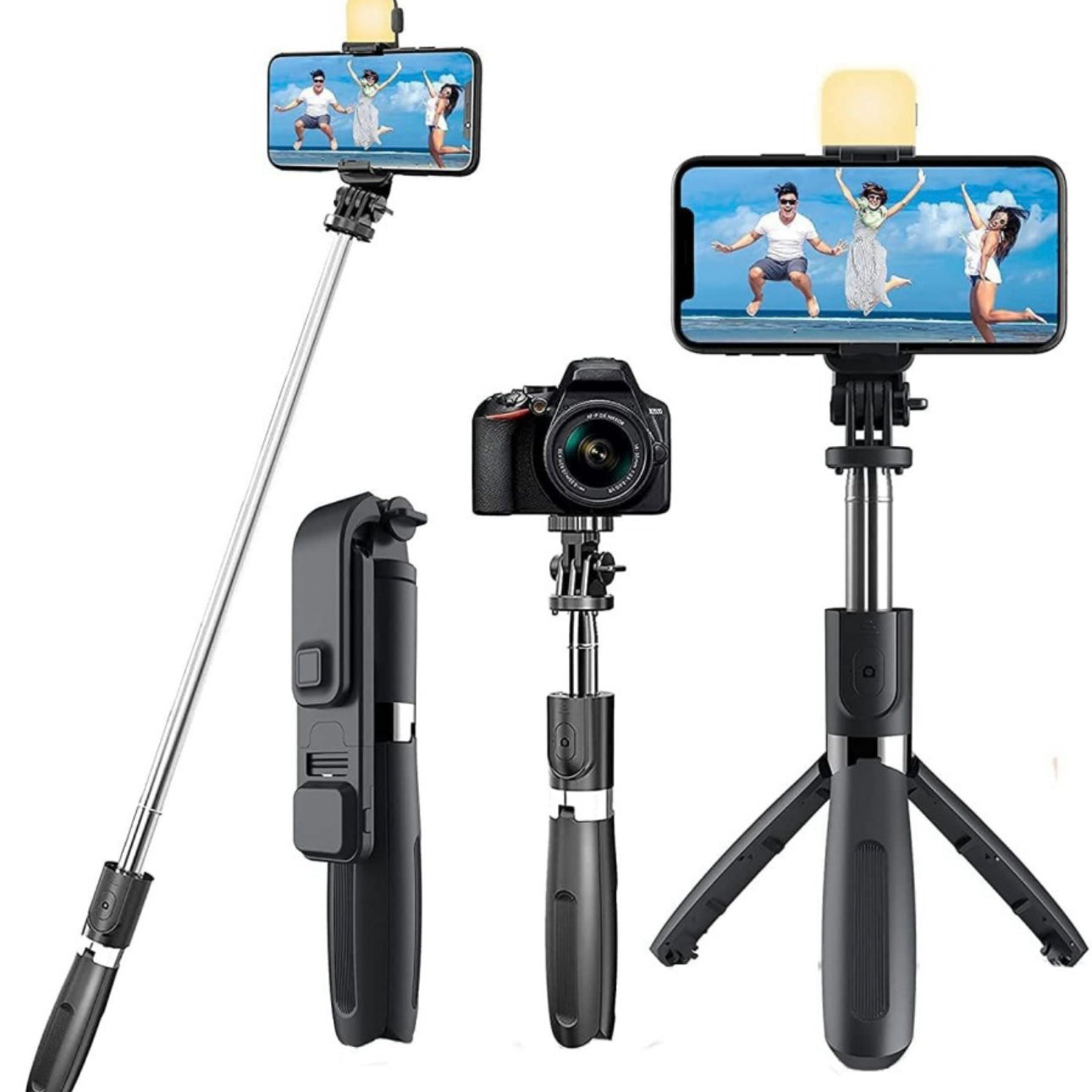 Q07 4 in 1 Extendable Selfie Stick
360 Rotation Tripod Stand Tripod