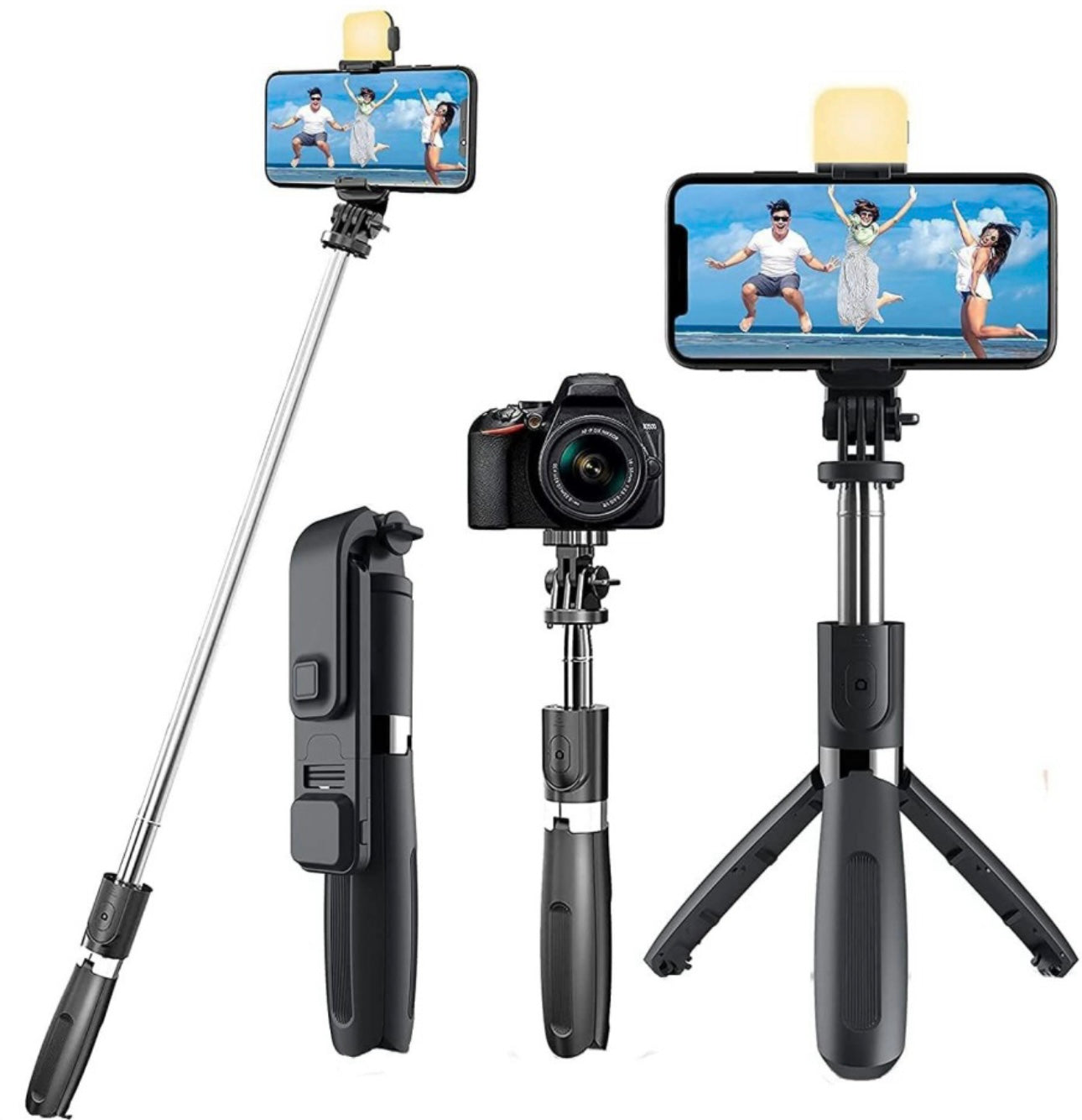 Q07 4 in 1 Extendable Selfie Stick
360 Rotation Tripod Stand Tripod