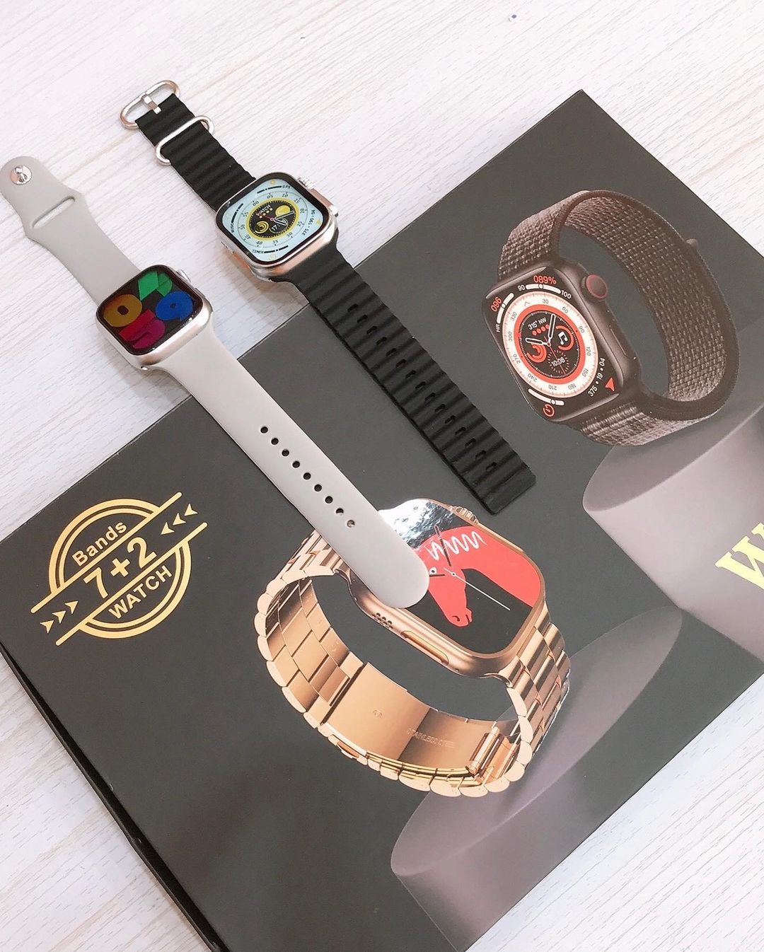 2023 latest WS-L9 7+2 ws-l9 smart watch 7in 2 straps smartwatch wireless connection call heart rate