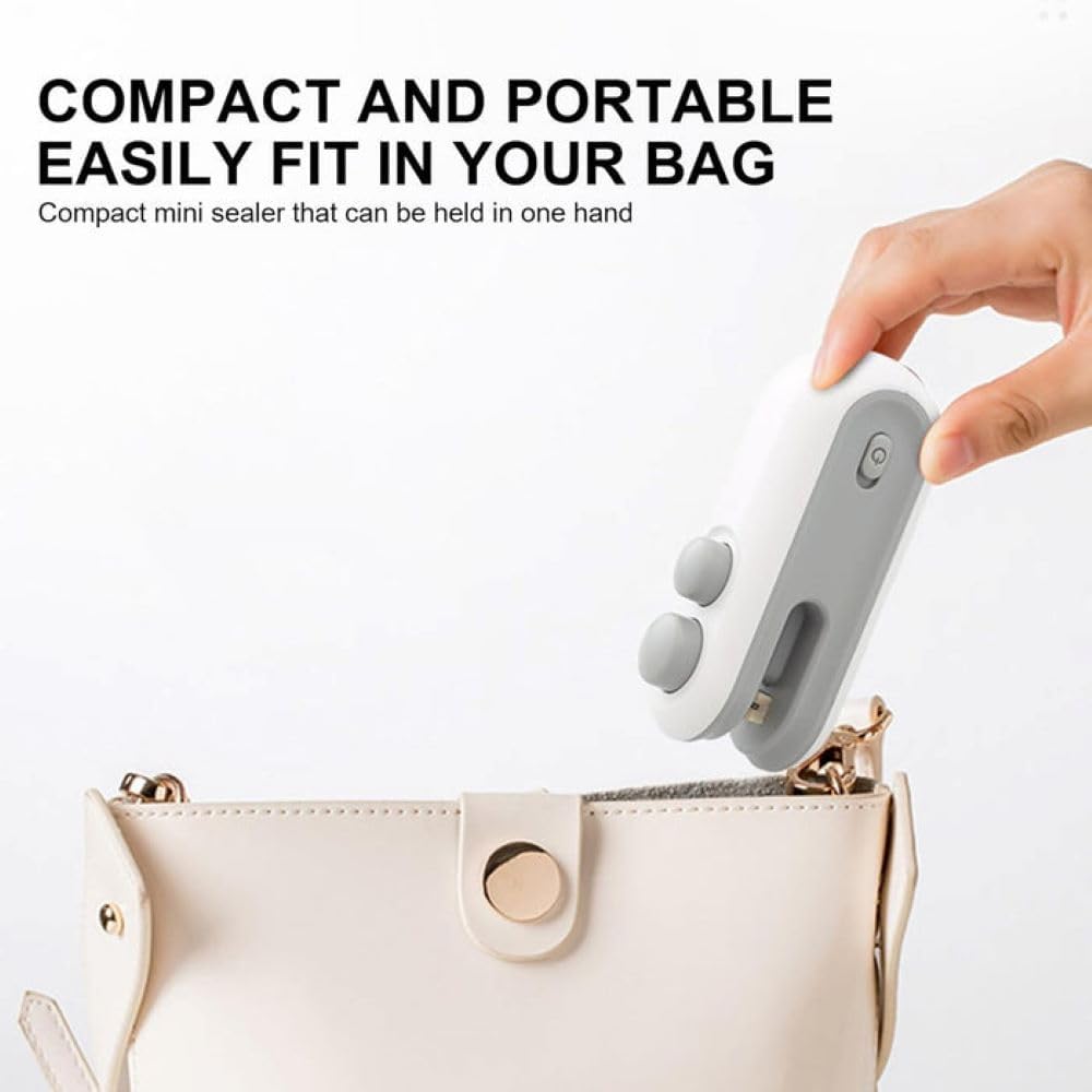 Portable Bag Sealer and Cutter with USB Charging, 2-in-1 Heat Sealing and Cutting, for Food Storage and Snack Bags