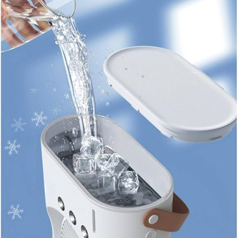 Portable Cooling Fan with Remote Control, 3 Speed Modes, Rotatable with water Tank Mini Air Cooler, Mist Cooling Fan