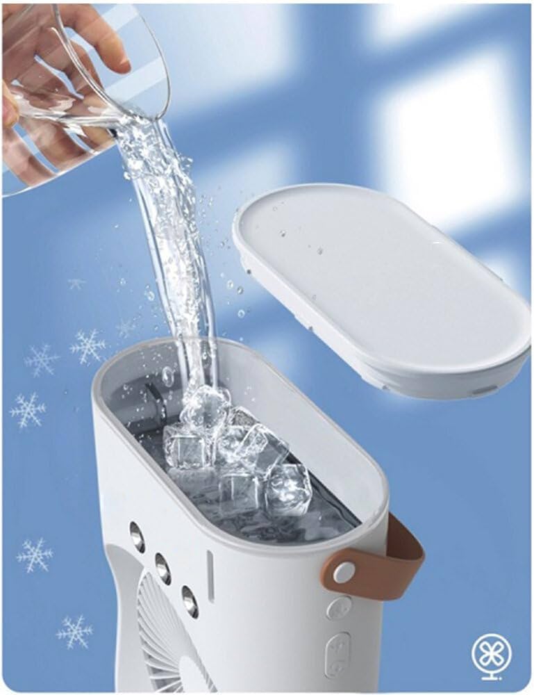 Portable Cooling Fan with Remote Control, 3 Speed Modes, Rotatable with water Tank Mini Air Cooler, Mist Cooling Fan