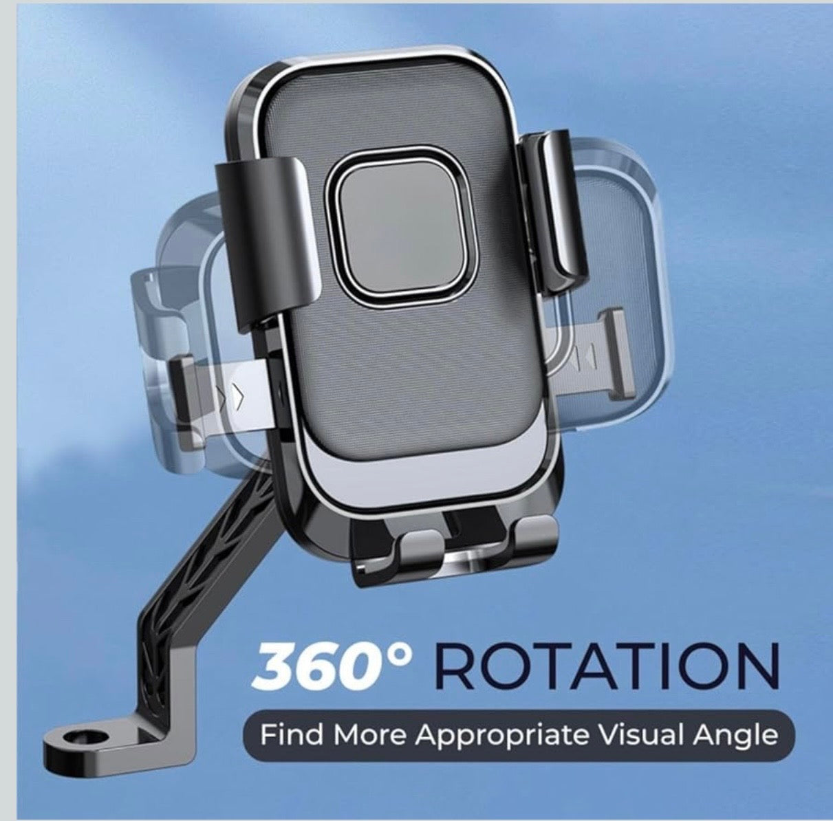 Bike Mobile Mirror Holder – One-Click Lock, Anti-Shake, 360° Rotation – Firm Grip Phone Mount for Scooty, Activa, Jupiter, Electric Scooters & Motorcycles