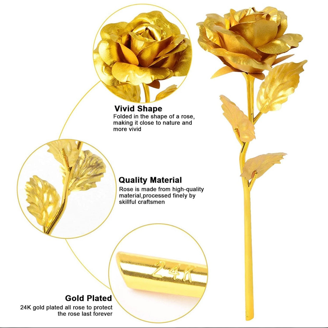 Luxury Decorative Gold Plated Artificial
Golden Rose with Box
