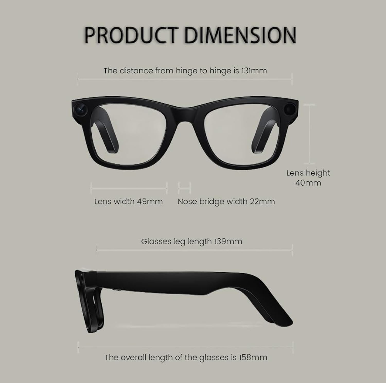 4K Camera Glasses, AI Smart Glasses with Real-Time Translation & Voice Assistant, 2 Lens Set (Blue Light Filter/Black Lens) for Outdoor,Work,Travel, Business