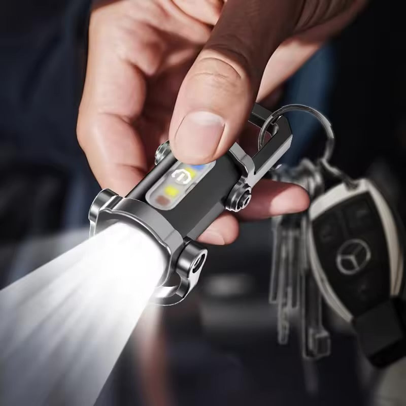 7 Modes Flashlight COB Work Light TYPE-C Rechargeable LED Keychain Hanging Portable Light Waterproof Keyring Camping Pocket Lamp