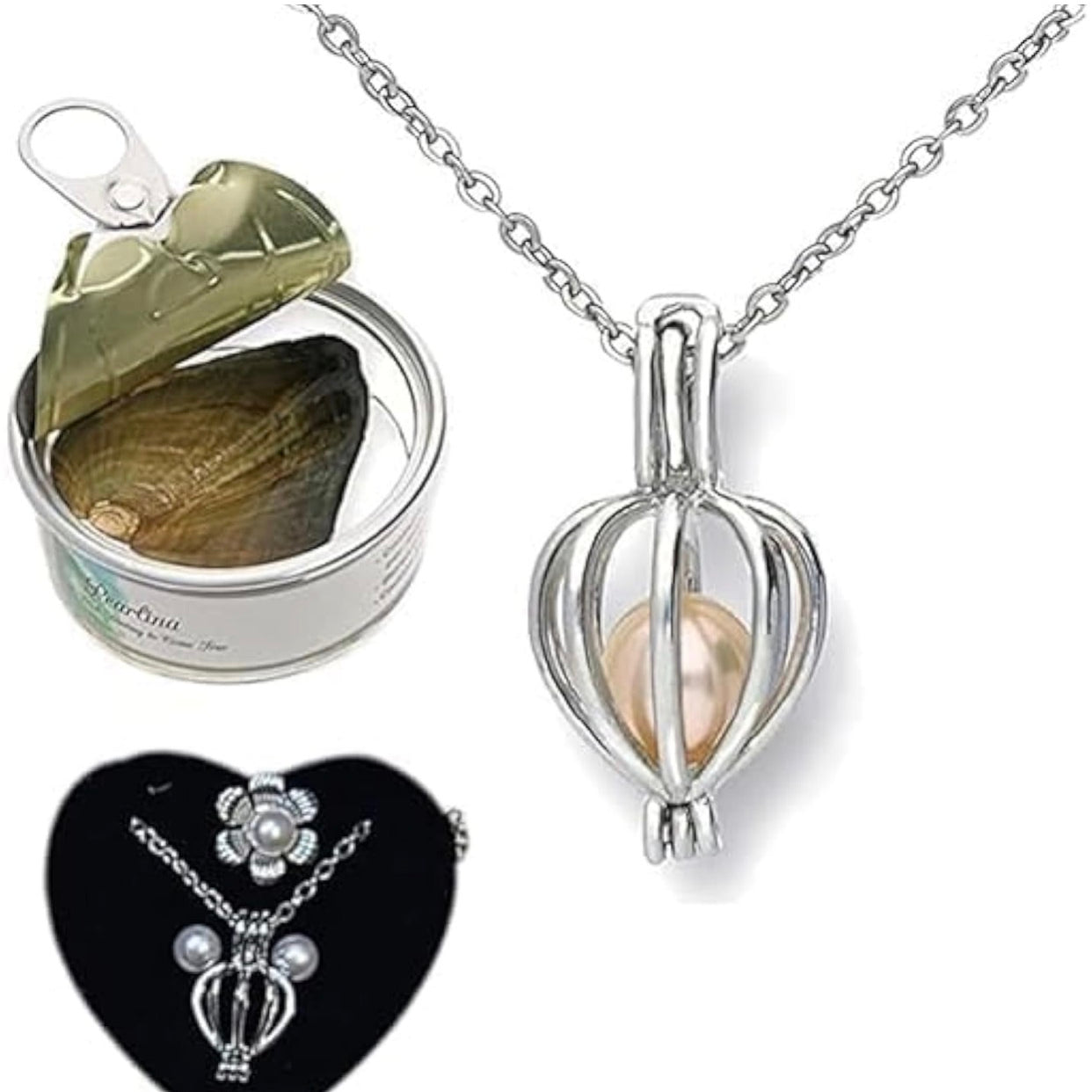 WomenLove Wish White Pearl Kit - Your Own Pearl Pendant love pearl necklace kit with Earrings Valentine Gifts for Girlfriend