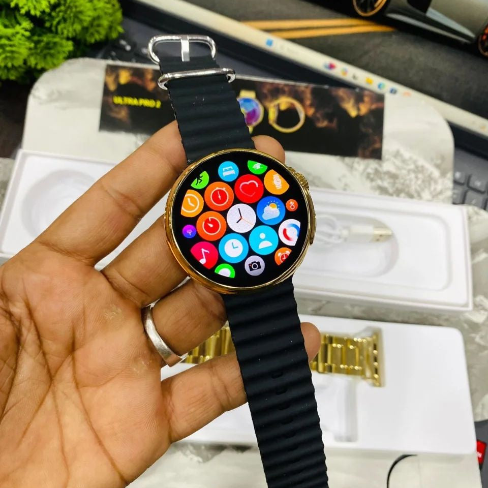 Ultra pr0 2 smart watch gold colour titanium body