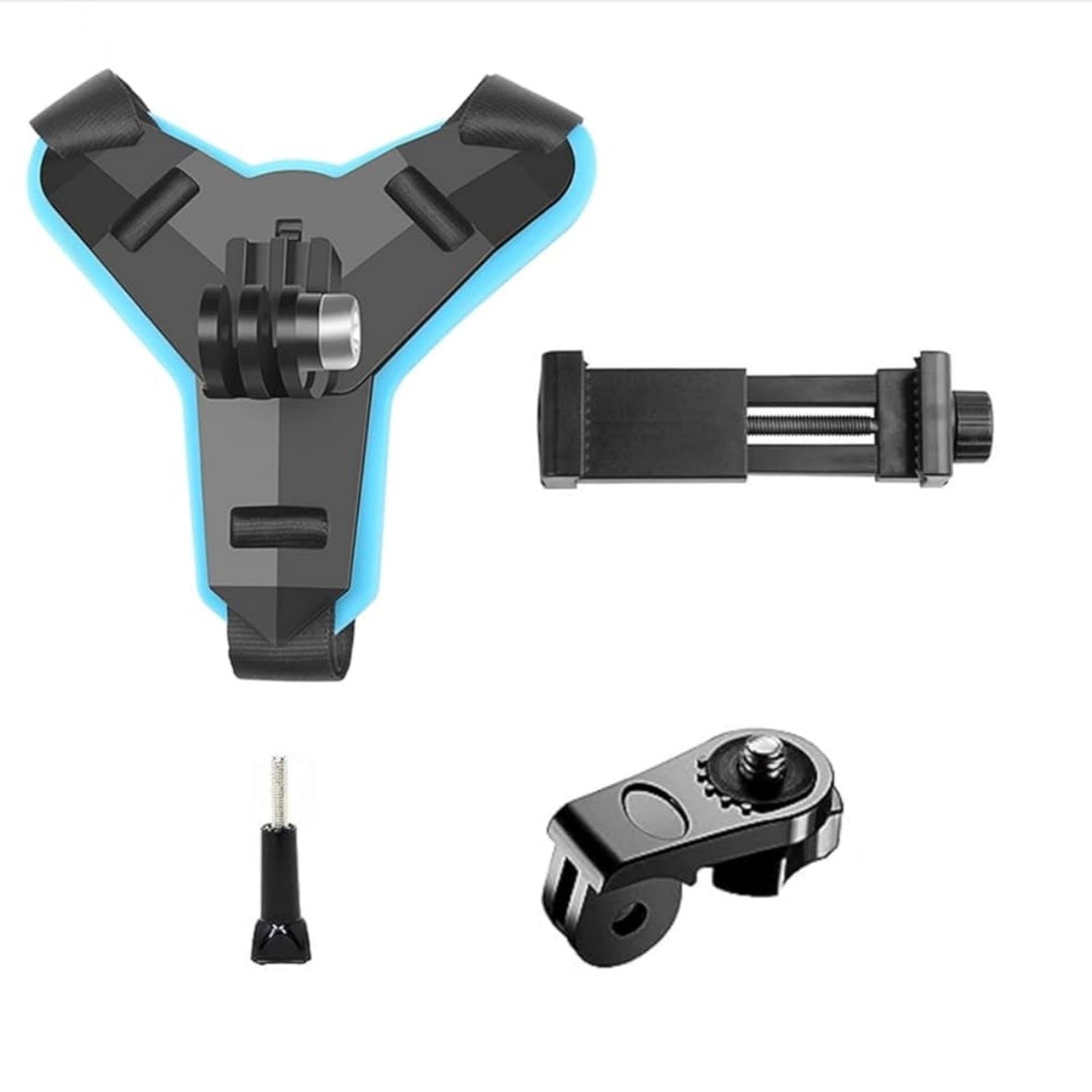 Helmet Chin Strap Mount with Mobile Clip & Screw Compatible with All Smart Phones GoPro