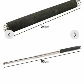 Personal Safety Stick with Nylon Bag, Adjustable Length, Stainless Steel, Black | Expendable Multi utility Tool I Self Defence Rod I Personal Stick Safety for Men and Women