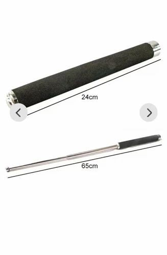 Personal Safety Stick with Nylon Bag, Adjustable Length, Stainless Steel, Black | Expendable Multi utility Tool I Self Defence Rod I Personal Stick Safety for Men and Women