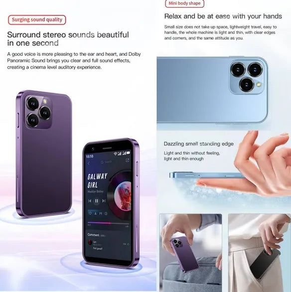 Snexian BOLD T300 New Bold T150 Mini Smartphone 3 Inch IPS Display Screen Small Mobile Phone (Light Blue,16GB) (2GB Ram) jio support