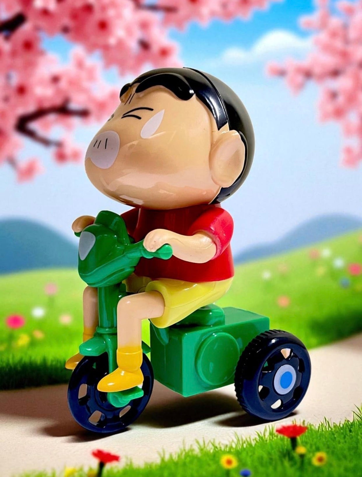 Cartoon Action Figure on Tricycle | Cute Shinchan Toy for Kids | Collectible Anime Figure | Shinchan Bike Toy Gift for Boys & Girls
