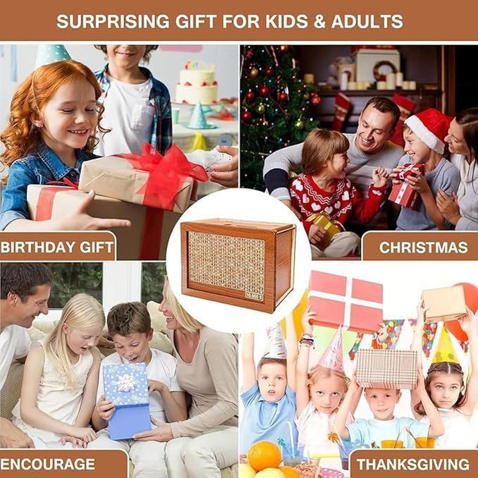 Wooden Money Saving Box | Cash Saver Money Box with Counting Target | Savings Challenge Piggy Bank | Coin and Cash Bank for Boys, Girls and