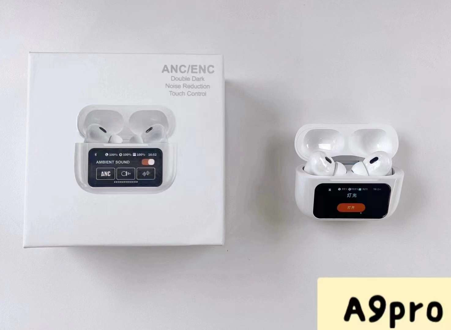 A9 pro ANC display with call noise reduction ENC 1. Play control 2. Airp0ds pr0 2