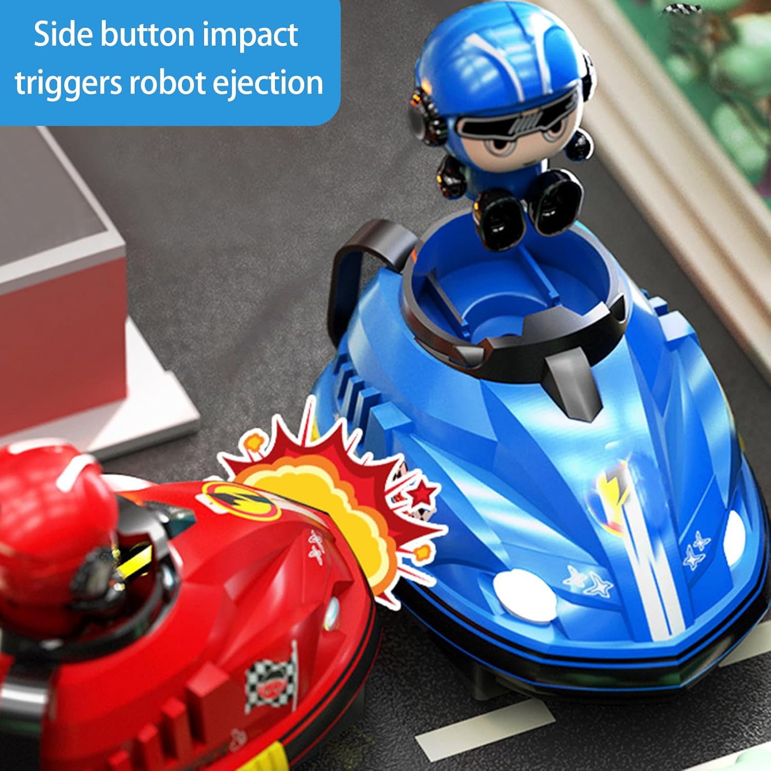 Robot, Set of 2 RC Bumper Cars with LED and Rechargeable Battery, Interactive Toy for Kids Boys and Girls,