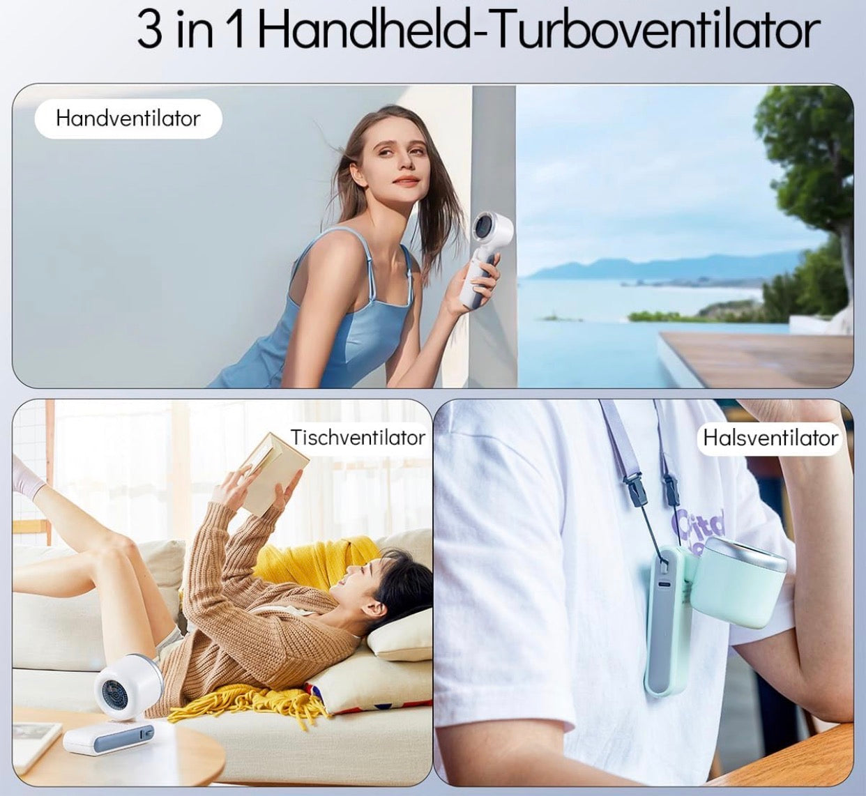 Portable Handheld Turbo Fan, 3600 mAh Battery Operated Fan with LED Display, Portable Mini Fan, 180° Adjustable, 5 Speeds