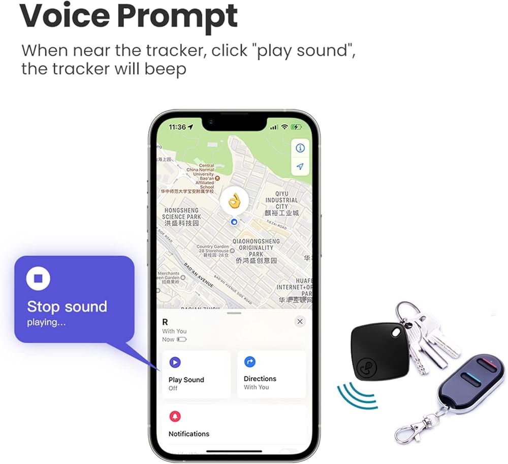 Find tag Item Finder with Key Chain, Smart Item Locator for Keys, Bags, Luggage, Pet, Battery Included Sualio tag