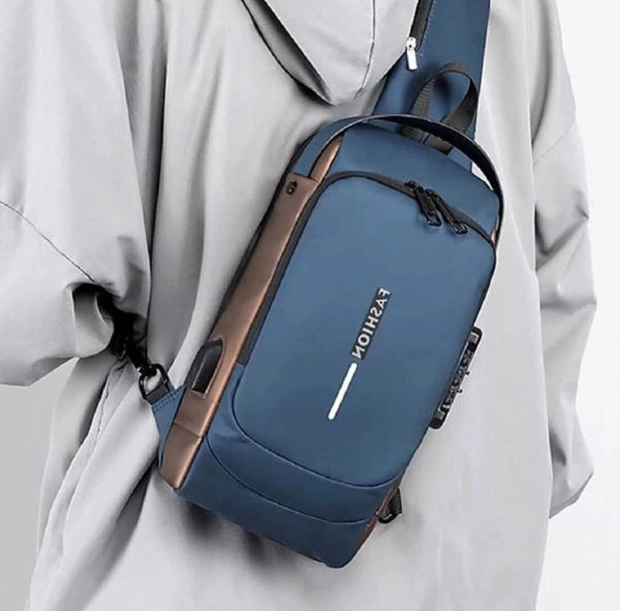 Multifunction Password Anti-Theft Sacgear Backpack Sling Bag Shoulder Crossbody Chest Bag with USB Charging Port Lightweight