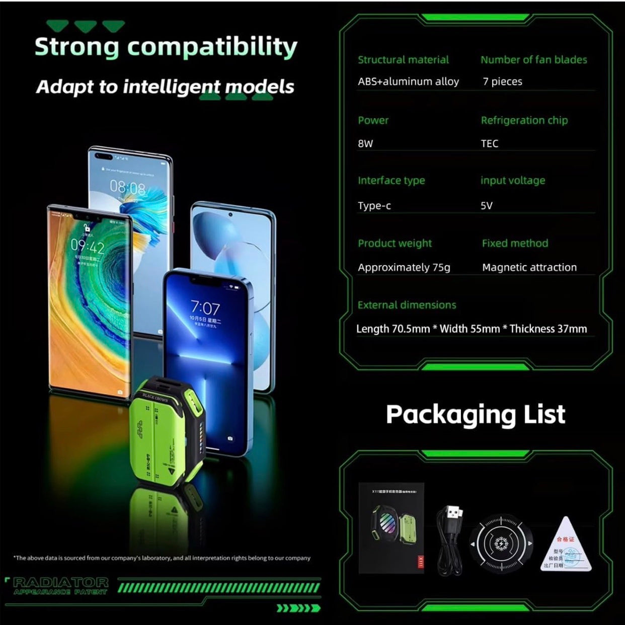 Magnetic Phone Cooler & Holder with Removable Battery | 7-Speed Semiconductor RGB Gaming Refrigeration | Portable External Radiator for Cooling Device and Smooth Working.