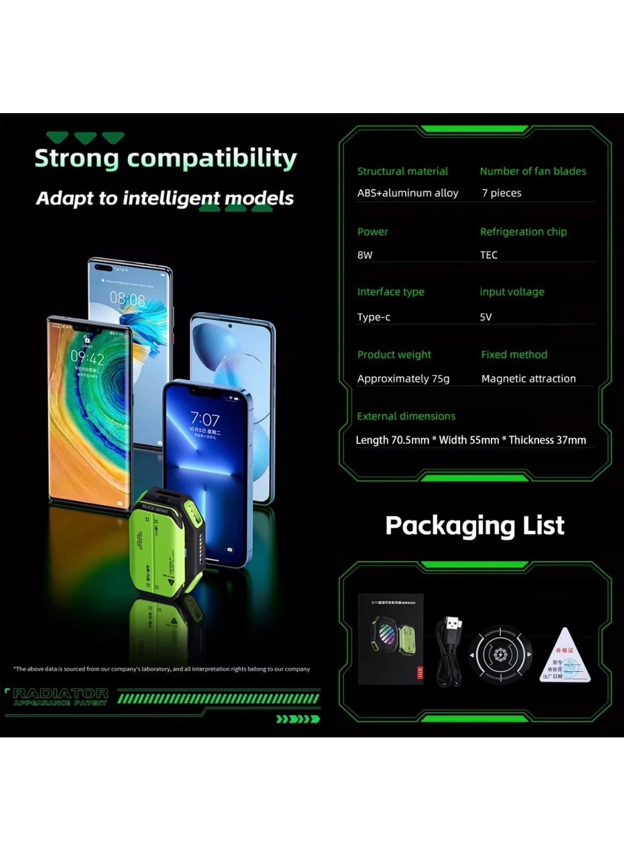 Magnetic Phone Cooler & Holder with Removable Battery | 7-Speed Semiconductor RGB Gaming Refrigeration | Portable External Radiator for Cooling Device and Smooth Working.