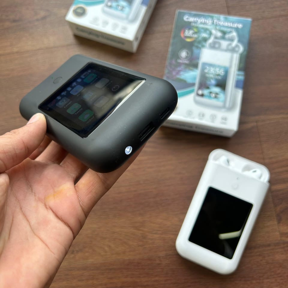 TWS Wireless Earbuds with 2.8
Inch HD Touch Screen, 8000mAh Power Bank,