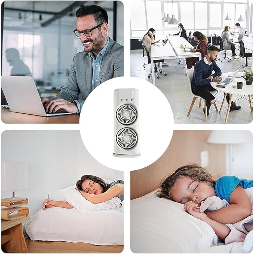 Portable Cooling Fan with Remote Control, 3 Speed Modes, Rotatable with water Tank Mini Air Cooler, Mist Cooling Fan