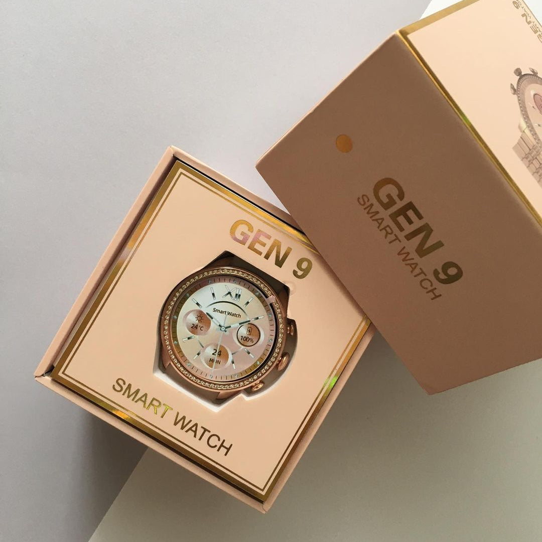 Round Rose Gold Gen 9 Dia mond Edition Smartwatch Smartwatch (Rose Gold Strap, rjmobil01