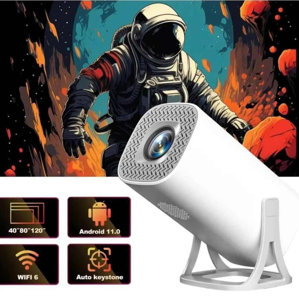 Android Portable Projector for Home 720p Native FHD and UHD Support Build in Speakar