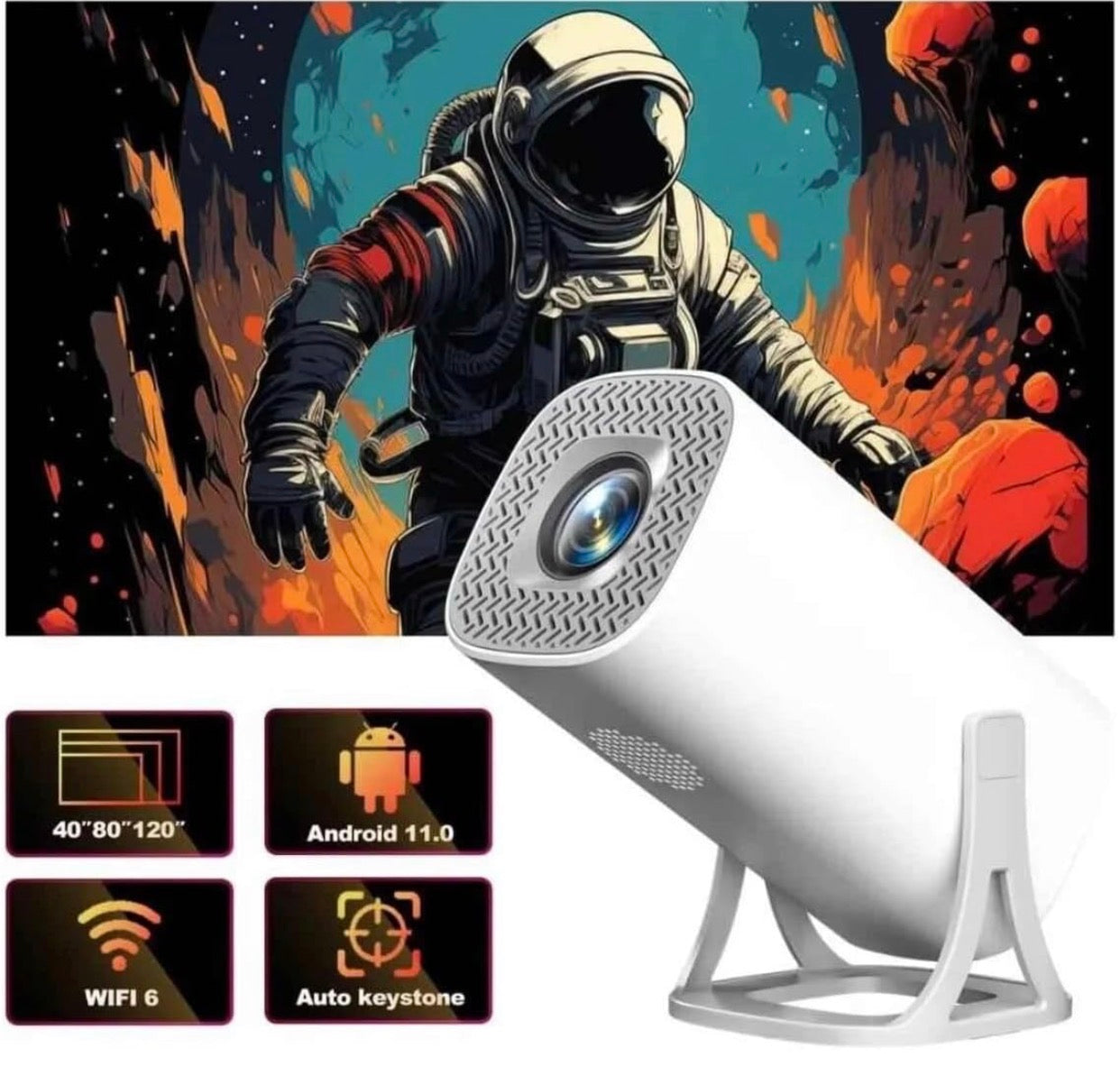 Android Portable Projector for Home 720p Native FHD and UHD Support Build in Speakar