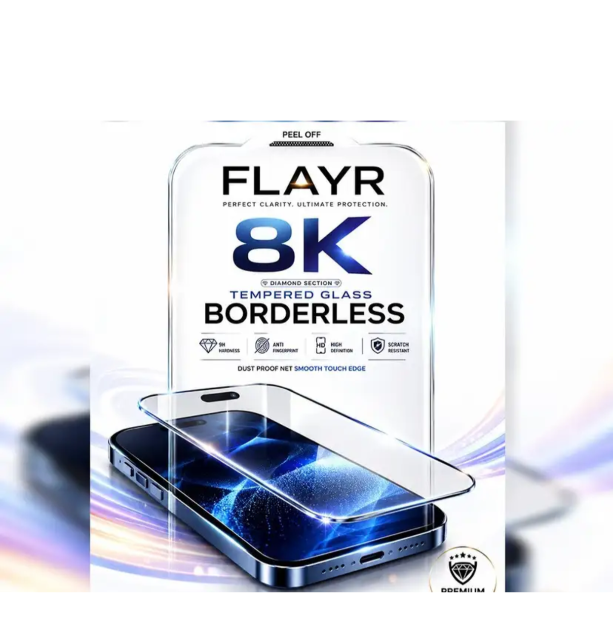 Edge To Edge Tempered Glass for APPLE IPHONE 8K BORDERLESS SUPER CURVED TEMPERED GLASS FOR IPHONE | HD CLEAR | FULL SCREEN PROTECTION