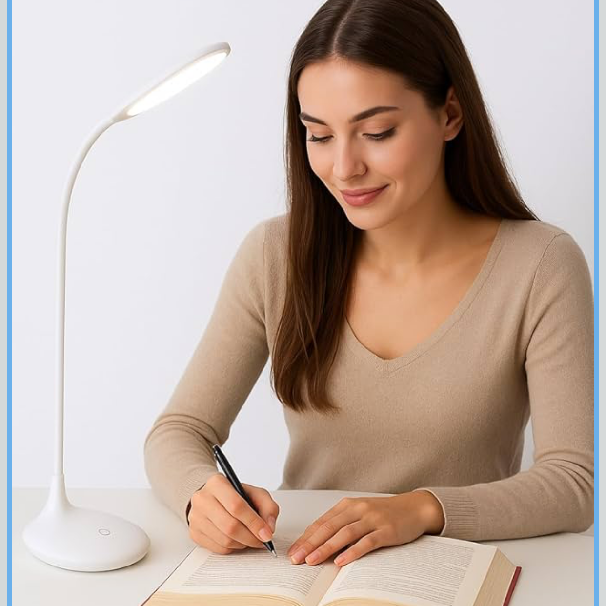 LED Desk Lamp with Touch Control | 3-Level Dimmable Brightness | Flexible Gooseneck Table Lamp | Eye Protection Reading Light for Study, Office & Bedroom | USB Powered
