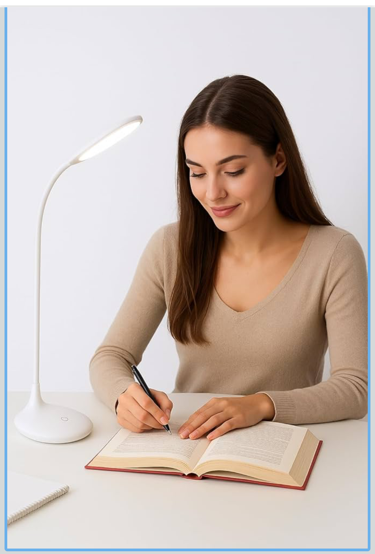 LED Desk Lamp with Touch Control | 3-Level Dimmable Brightness | Flexible Gooseneck Table Lamp | Eye Protection Reading Light for Study, Office & Bedroom | USB Powered