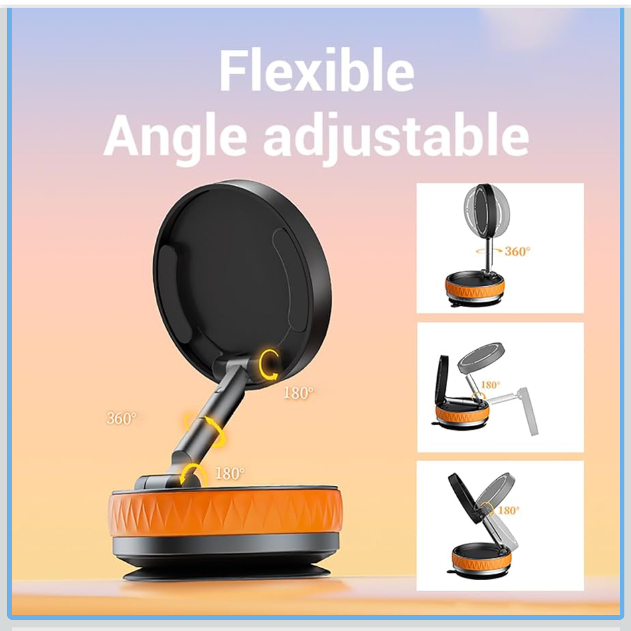 Suction Cup Phone Mount, 360 Rotatable Car Magnetic Phone Holder,Swivel Locking Vacuum Phone Mount Charging-Free,Vacuum Phone Holder for Car/Gym/Mirror All Smartphones