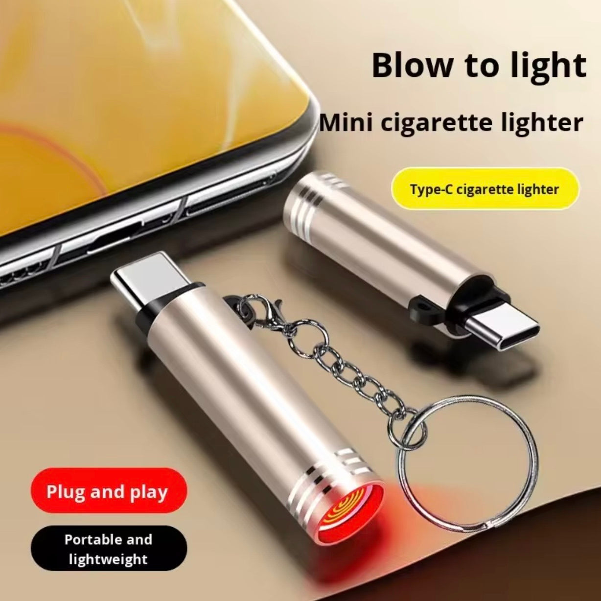 Blowing it II Electric Lighter USB C, Windproof Lighter for Phone, Plug in Phone and Blow to Work, No Need Charging, ONLY for Smart Phone with USB-C Port