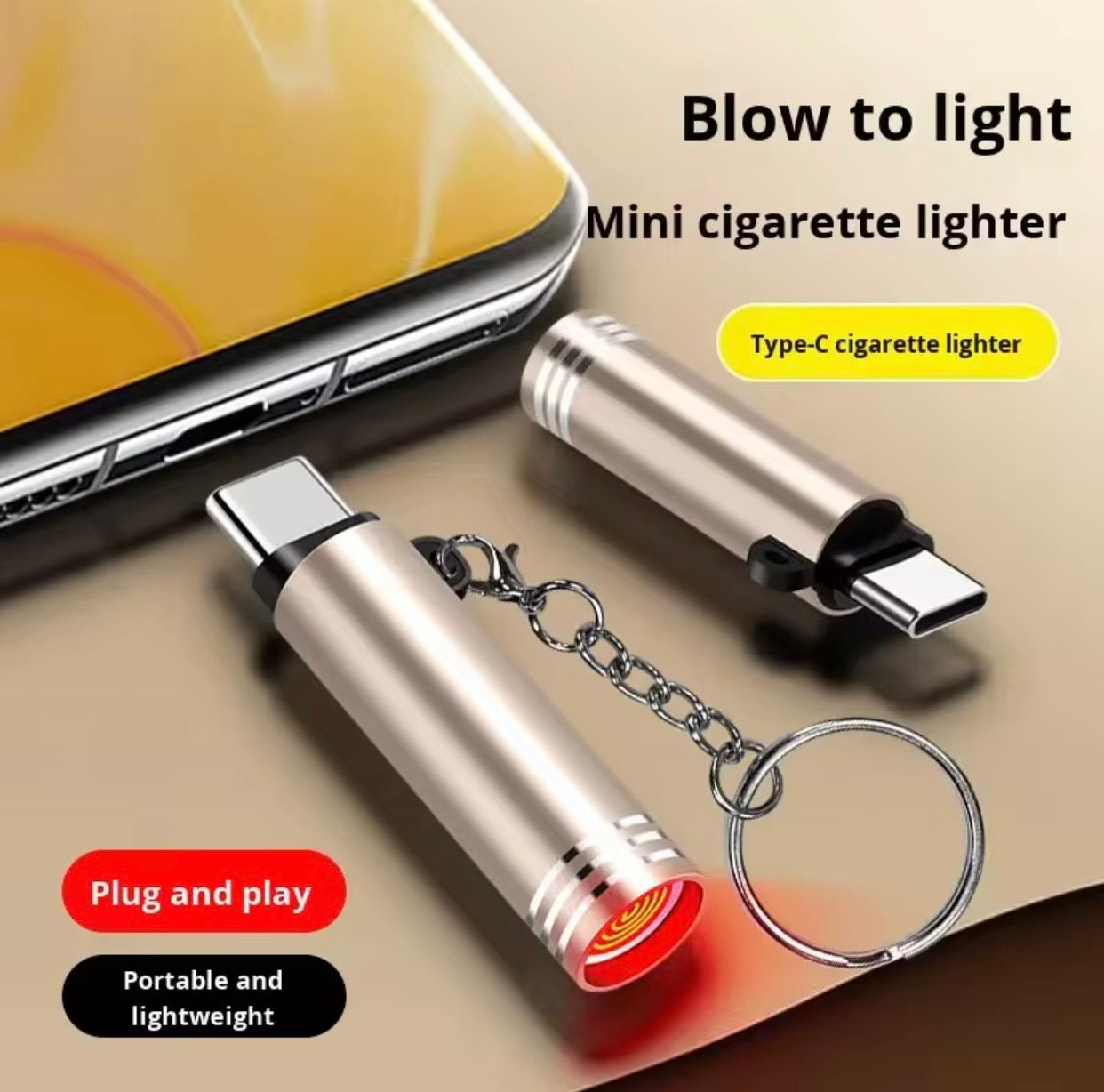 Blowing it II Electric Lighter USB C, Windproof Lighter for Phone, Plug in Phone and Blow to Work, No Need Charging, ONLY for Smart Phone with USB-C Port