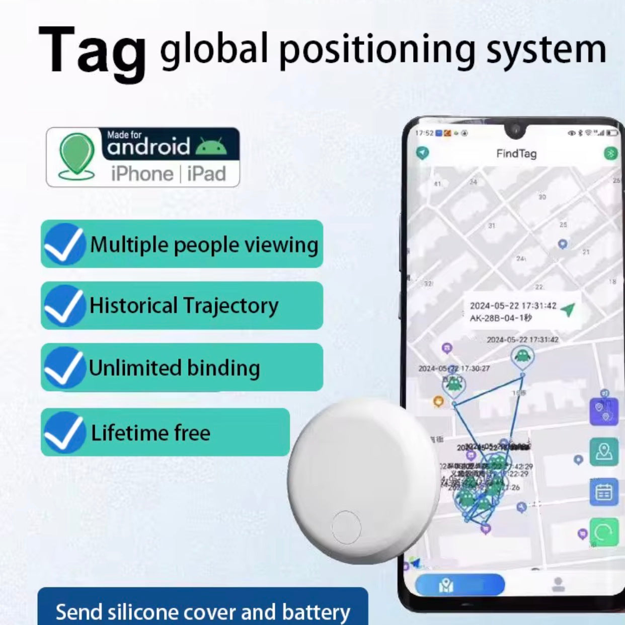 Find tag Item Finder with Key Chain, Smart Item Locator for Keys, Bags, Luggage, Pet, Battery Included Sualio tag