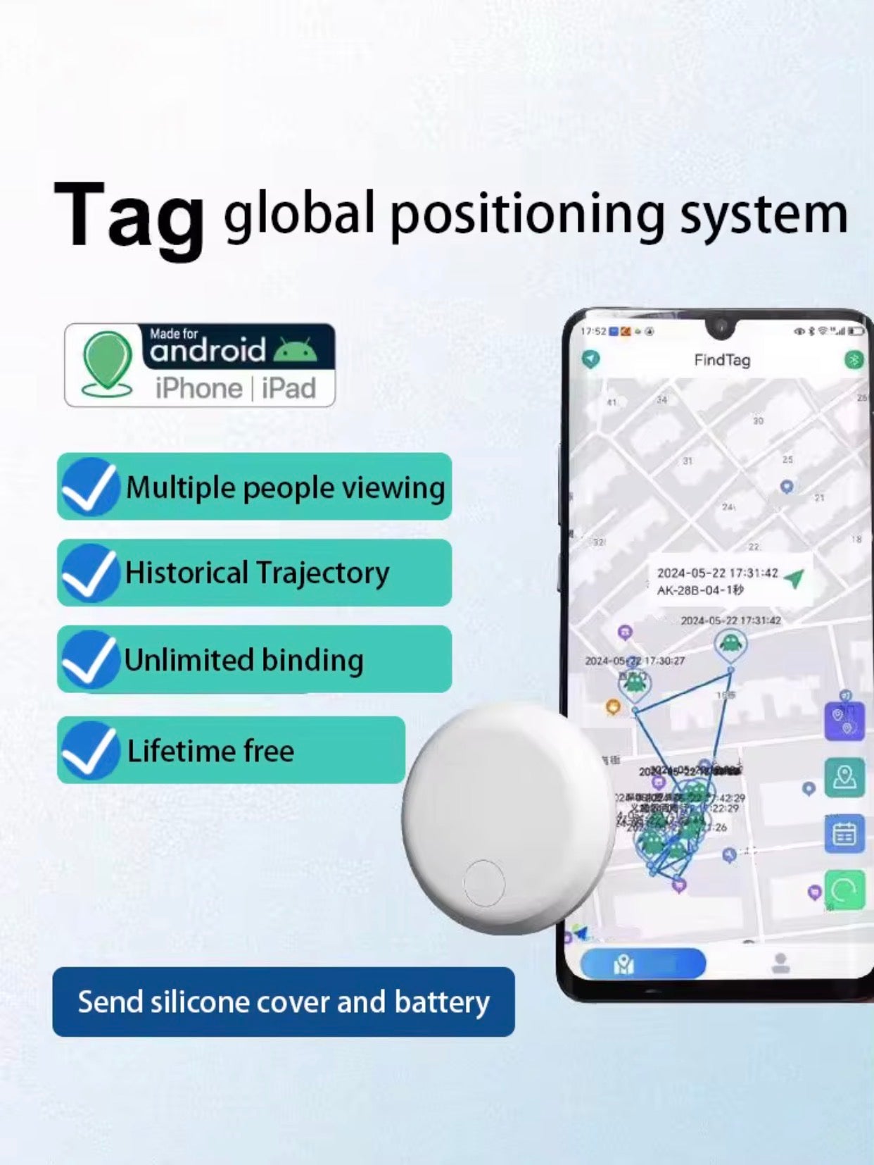 Find tag Item Finder with Key Chain, Smart Item Locator for Keys, Bags, Luggage, Pet, Battery Included Sualio tag