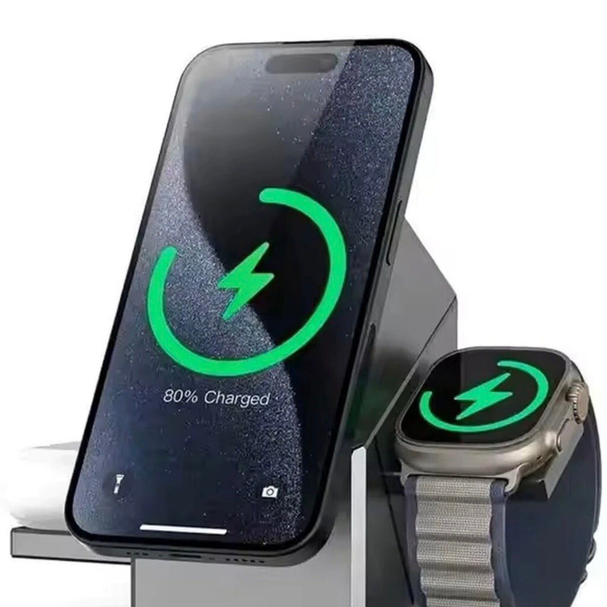 Super Fast Touch Rotating 3 in 1 Magnetic Wireless Charger Compatible for Magsafe iPhone 16 15 Pro Max iWatch Ultra Series 10 9 Airpods | Smart Touch Control Rotation | Travel