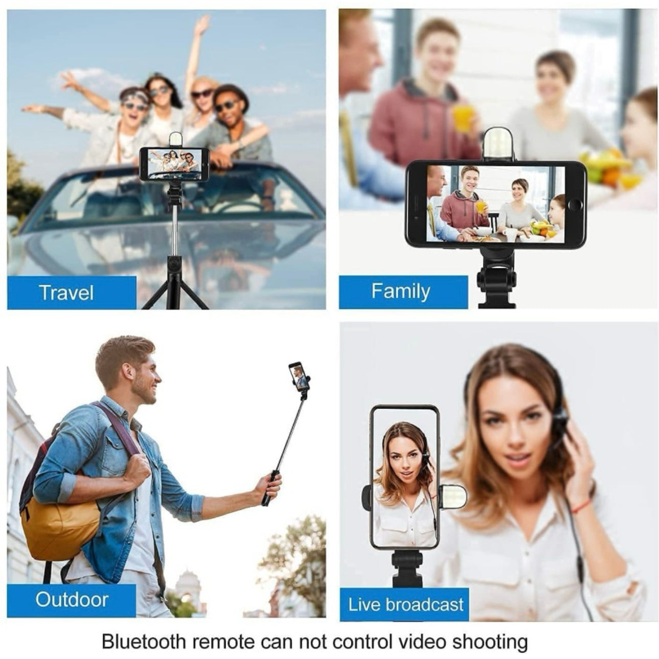Q07 4 in 1 Extendable Selfie Stick
360 Rotation Tripod Stand Tripod