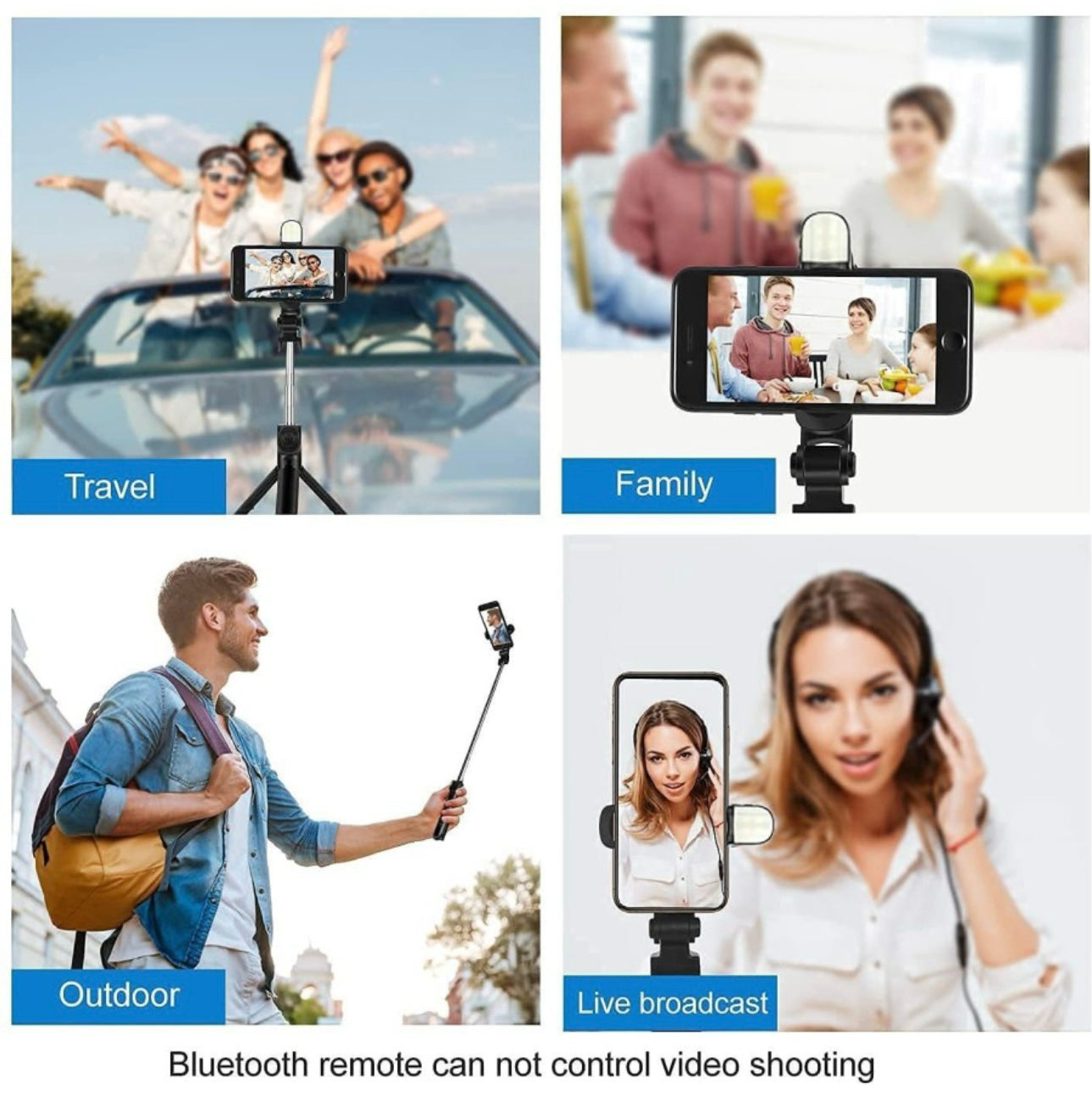 Q07 4 in 1 Extendable Selfie Stick
360 Rotation Tripod Stand Tripod