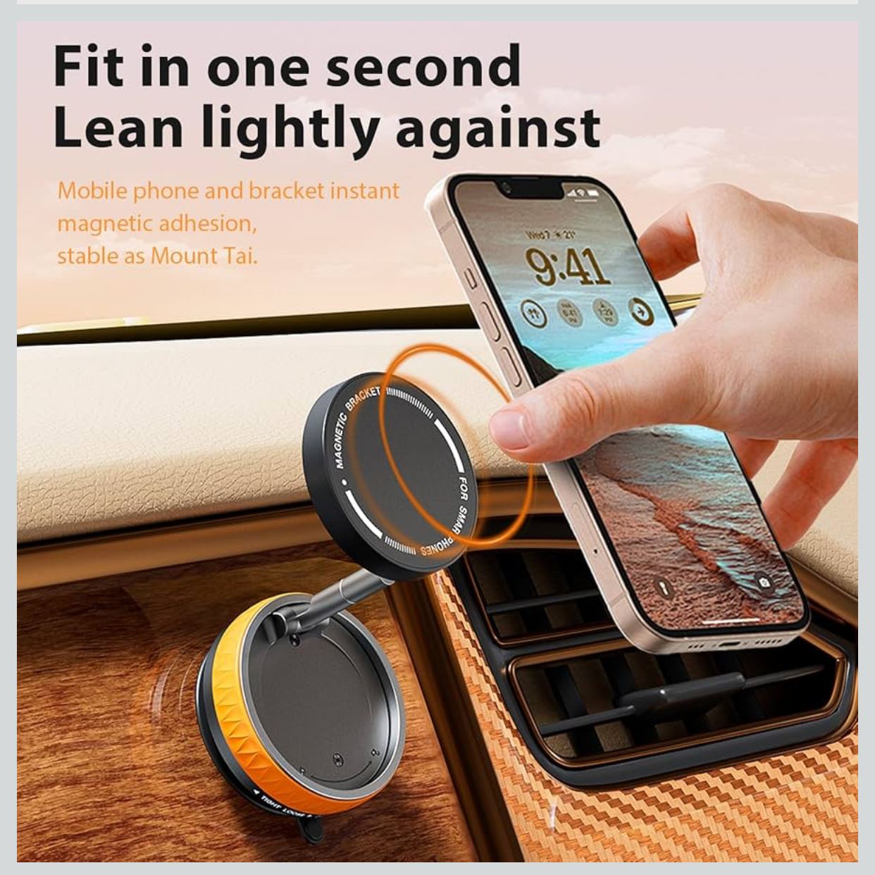 Suction Cup Phone Mount, 360 Rotatable Car Magnetic Phone Holder,Swivel Locking Vacuum Phone Mount Charging-Free,Vacuum Phone Holder for Car/Gym/Mirror All Smartphones