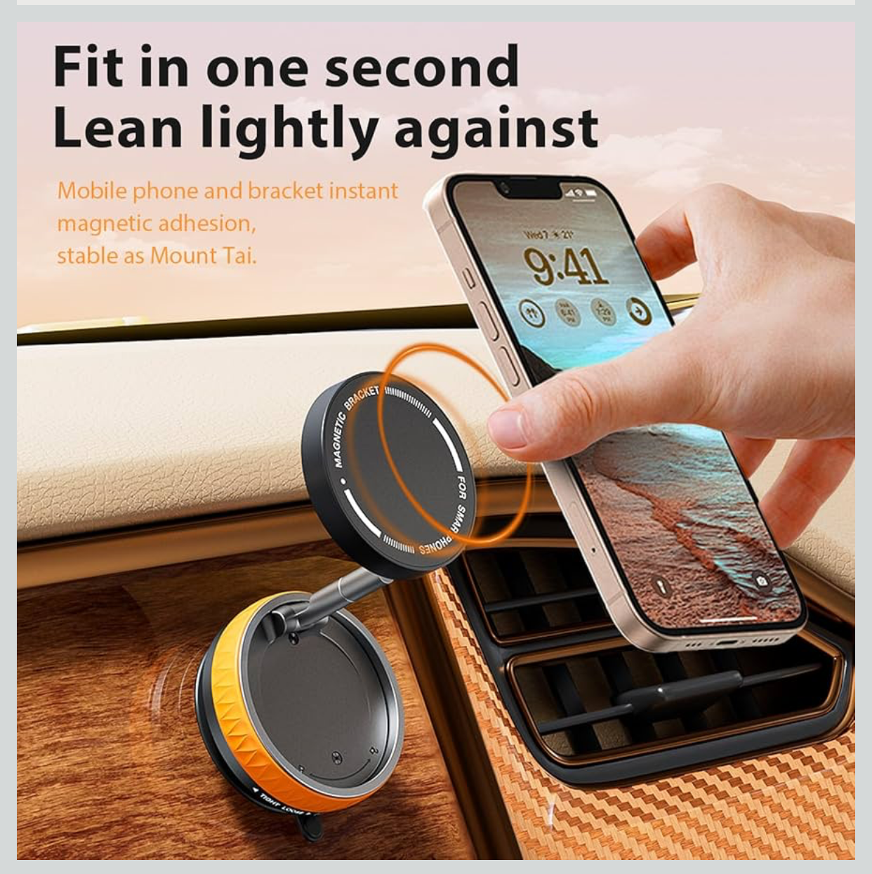 Suction Cup Phone Mount, 360 Rotatable Car Magnetic Phone Holder,Swivel Locking Vacuum Phone Mount Charging-Free,Vacuum Phone Holder for Car/Gym/Mirror All Smartphones