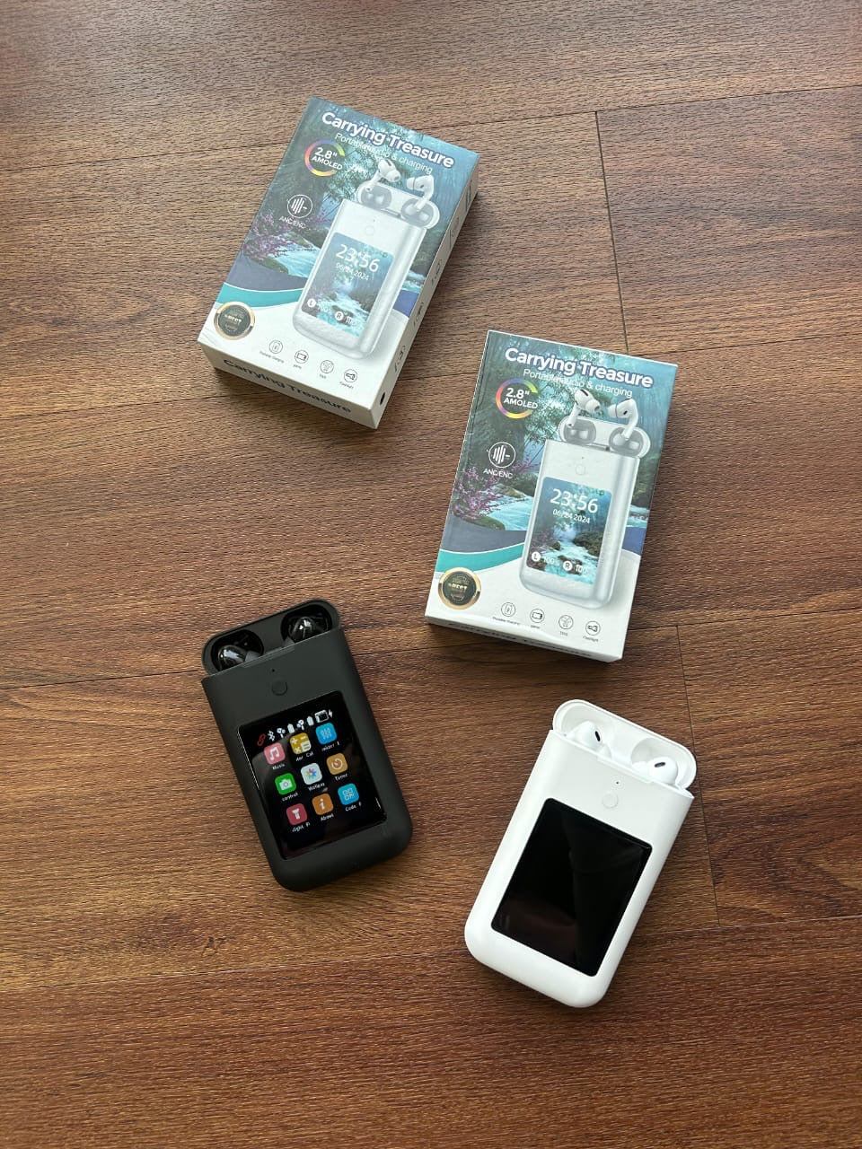 TWS Wireless Earbuds with 2.8
Inch HD Touch Screen, 8000mAh Power Bank,