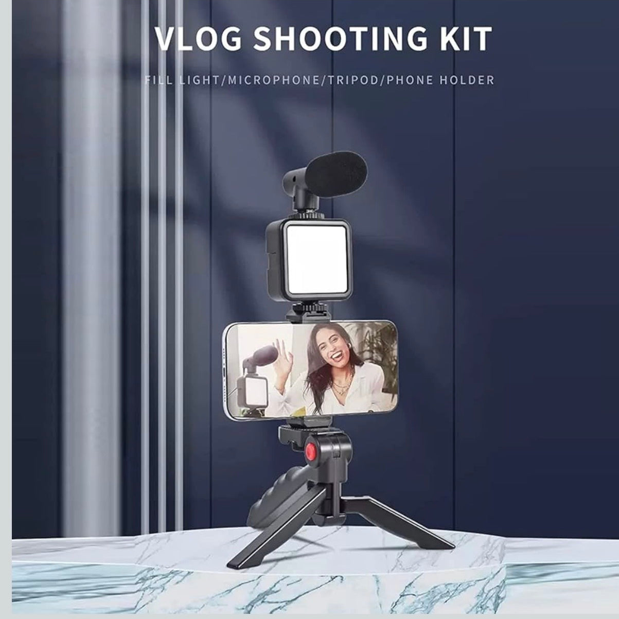 Vlogging Kit with Ball Head | Tripod | Smartphone Holder | Flexible Arm | for Live Streaming and Selfie, Video Recording,