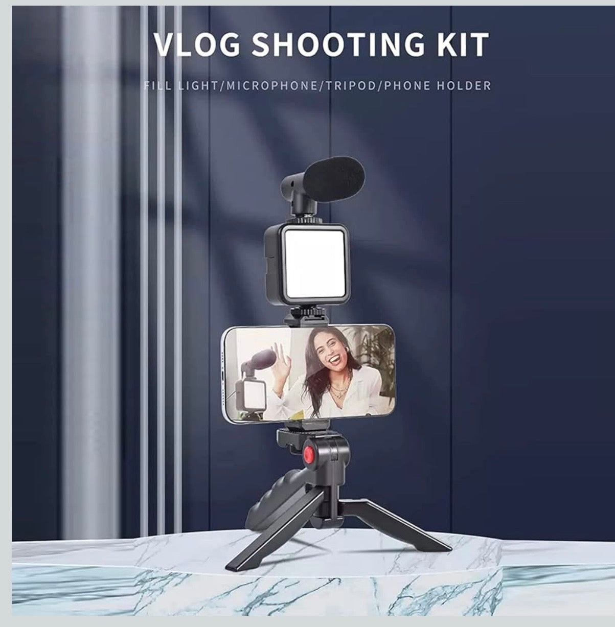 Vlogging Kit with Ball Head | Tripod | Smartphone Holder | Flexible Arm | for Live Streaming and Selfie, Video Recording,