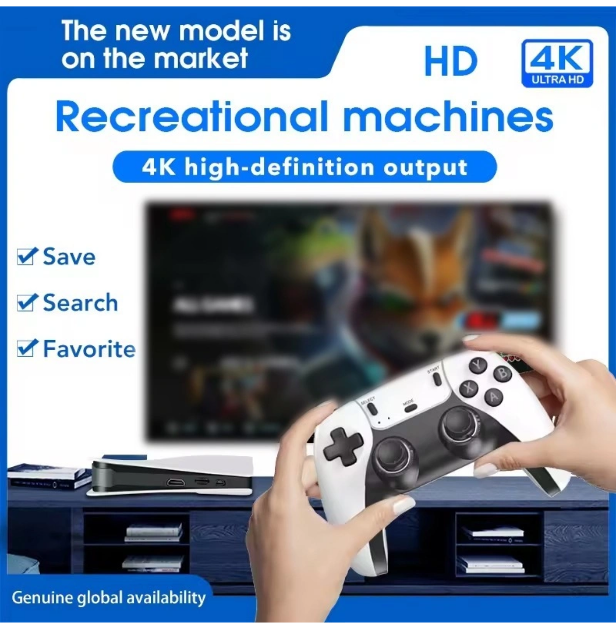 RS5 Game box| 46,000+ Classic Games | 2 Wireless Controllers | 4K HDMI Plug & Play